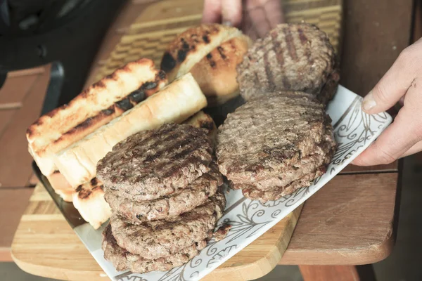 Bbq Hamburger, chléb a hot dog — Stock fotografie