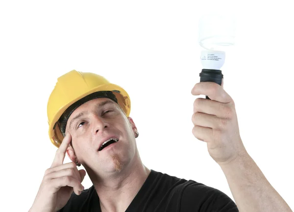 A Bright Man Carpenter in studio white background — Stock Photo, Image