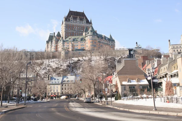 Chateau Frontenac på vintern, Quebec, Quebec, Kanada — Stockfoto