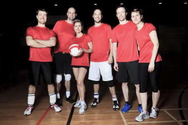 A big team of volleyball wearing in red clipart