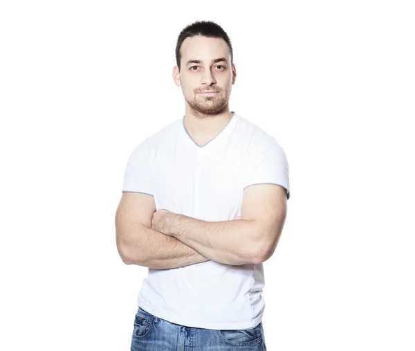 A male standing in studio white background — Stock Photo, Image