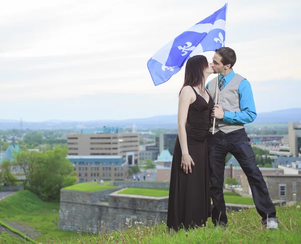 Paar schießt auf die Stadt Quebec — Stockfoto