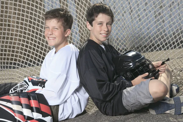 Un retrato de jugador de hockey con palo de hockey —  Fotos de Stock