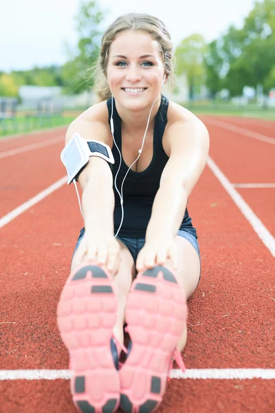 A Runner woman jogging on a field outdoor shot — Stock Photo, Image