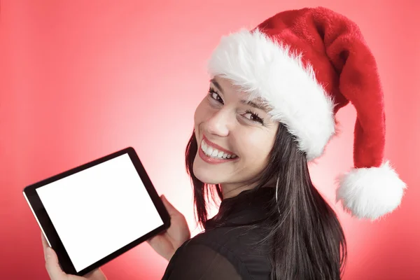 Woman christmas hat — Stock Photo, Image