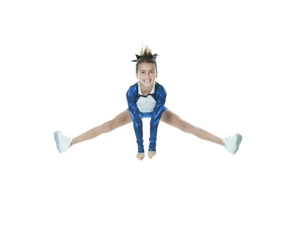 Happy Young Cheerleader Over White Background — Stock Photo, Image