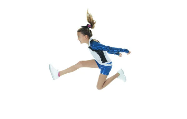 Glad ung Cheerleader över vit bakgrund — Stockfoto