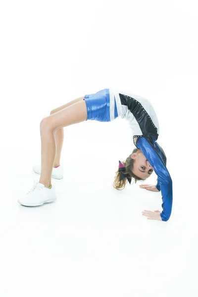 Happy Young Cheerleader Over White Background — Stock Photo, Image