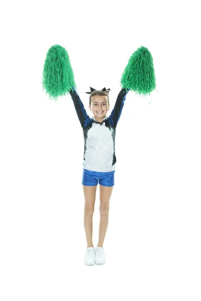 Šťastné mladé Cheerleader nad bílým pozadím — Stock fotografie