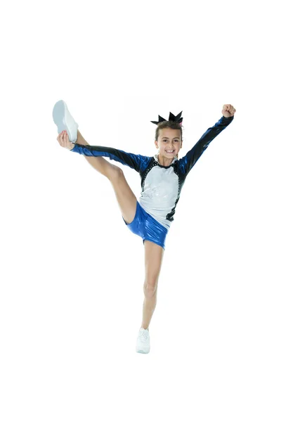 Happy Young Cheerleader Over White Background — Stock Photo, Image