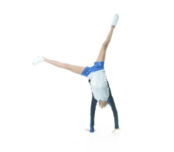 Happy Young Cheerleader Over White Background — Stock Photo, Image