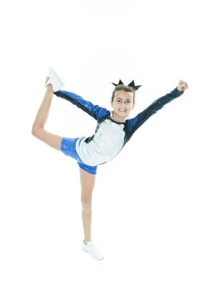 Happy Young Cheerleader Over White Background — Stock Photo, Image