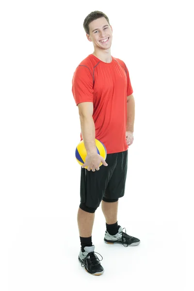 Young volleyball player on white background — Stock Photo, Image