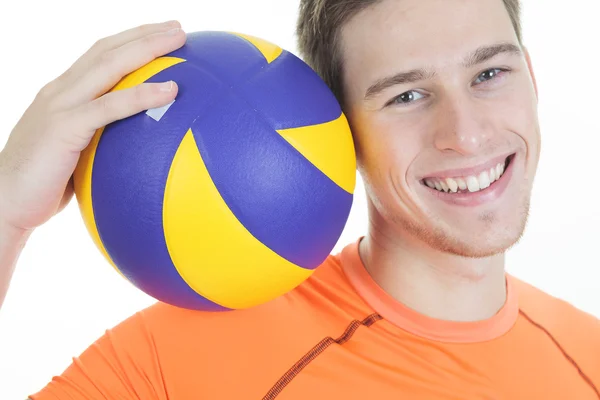 Jonge volleyballer op witte achtergrond — Stockfoto