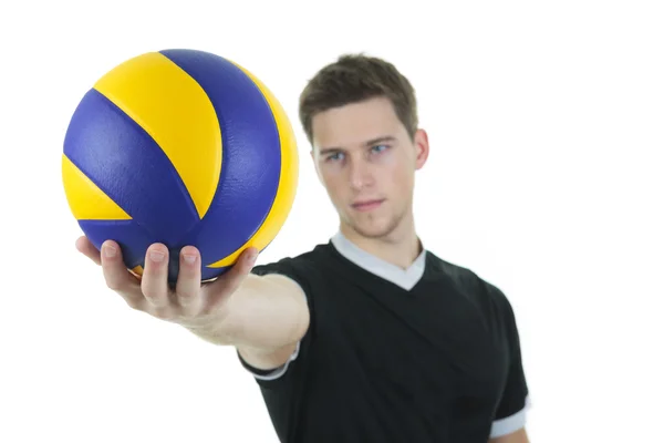 Unga volleybollspelare på vit bakgrund — Stockfoto