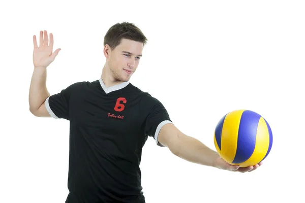 Unga volleybollspelare på vit bakgrund — Stockfoto