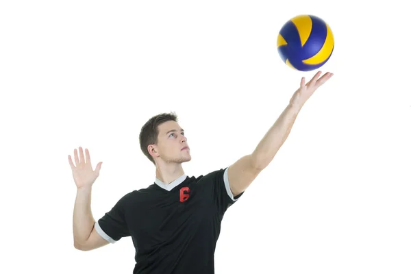 Jonge volleyballer op witte achtergrond — Stockfoto