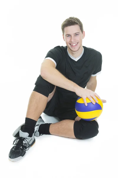 Joven jugador de voleibol sobre fondo blanco — Foto de Stock