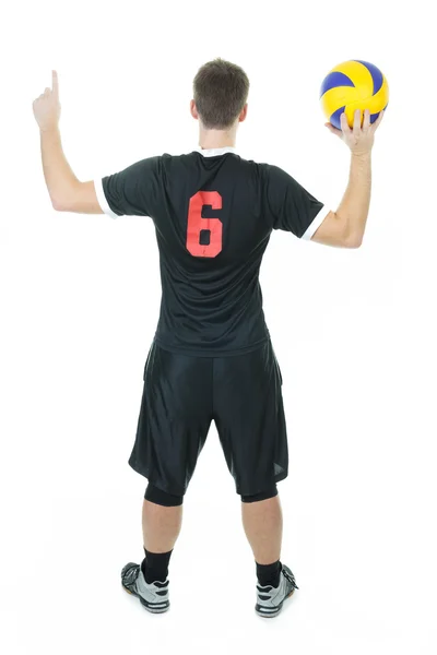 Junge Volleyballerin auf weißem Hintergrund — Stockfoto