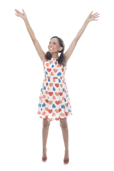 A Mulatto model wearing with a Heart dress — Stock Photo, Image