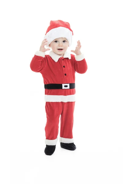Santa şapka portre küçük mutlu çocuk — Stok fotoğraf