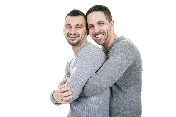 Un couple homosexuel sur fond blanc — Photo