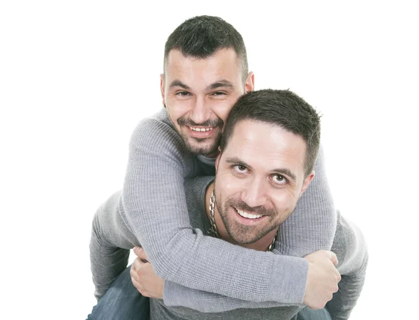 Un couple homosexuel sur fond blanc — Photo