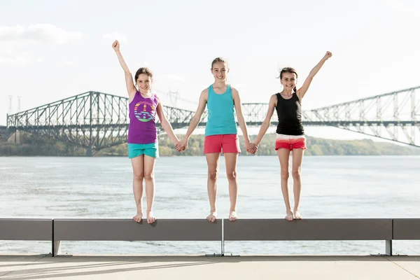 Happy children jumping — Stock Photo, Image