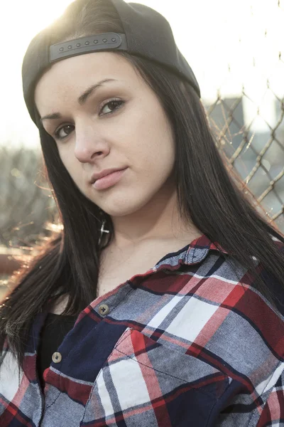 Close portrait of a teen outside — Stock fotografie