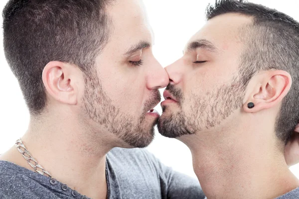 Een homoseksueel paar op een witte achtergrond — Stockfoto