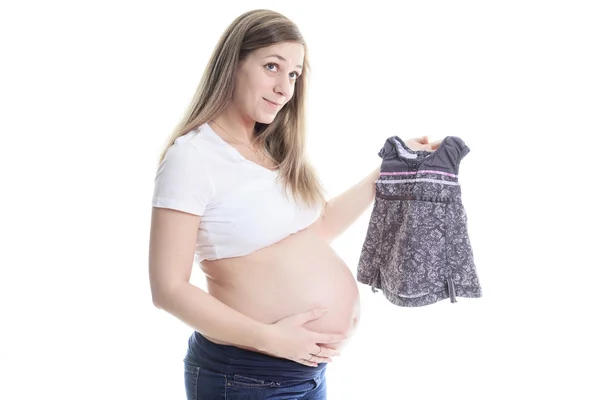 Young pregnant woman with romper — Stockfoto