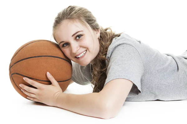 Portrait of a teen with basket ball — Φωτογραφία Αρχείου