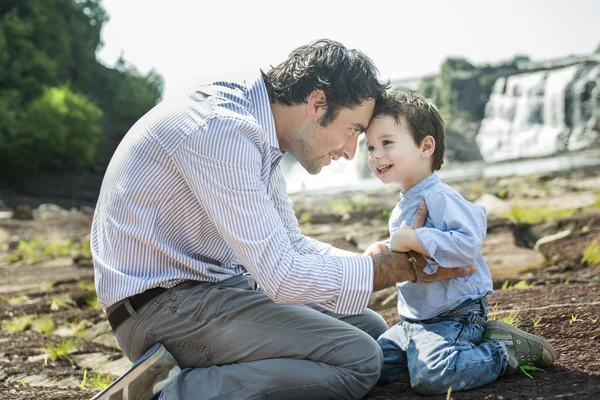 Happy joyful father having fun with is child — Stock Photo, Image