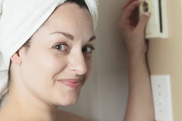 Kadın duş termostat — Stok fotoğraf