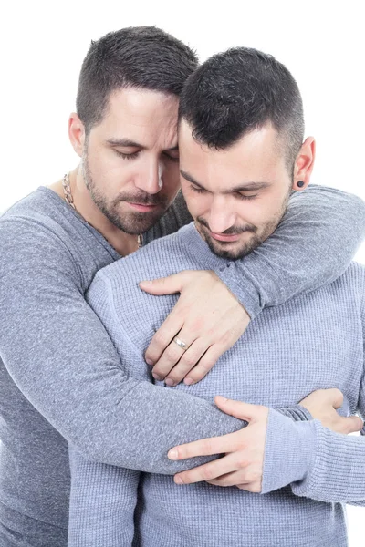 Un couple homosexuel sur fond blanc — Photo