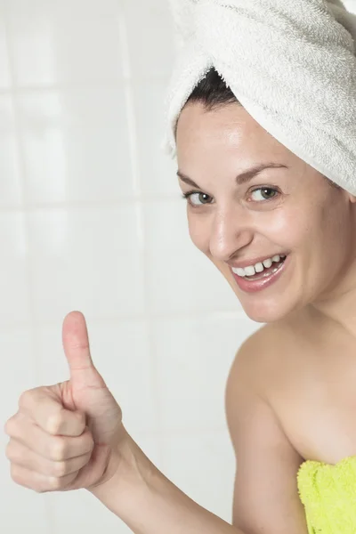 Mujer ducha divertido — Foto de Stock