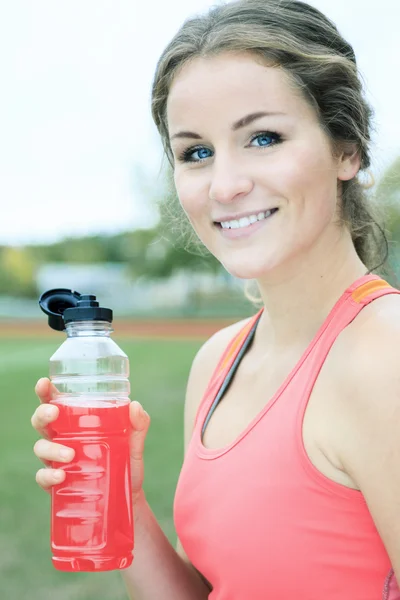 A Runner woman jogging on a field outdoor shot — Stock Photo, Image