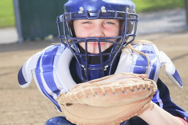 Baseball catcher at the sun light — Stock Photo, Image