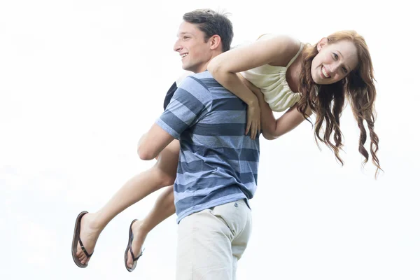 Couple outside having fun together outside — Stock Photo, Image