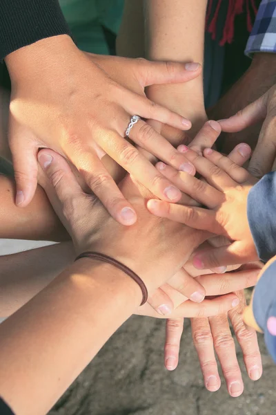 Many hands together — Stock Photo, Image