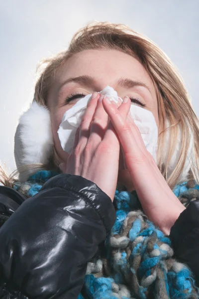 Flu wanita cantik — Stok Foto