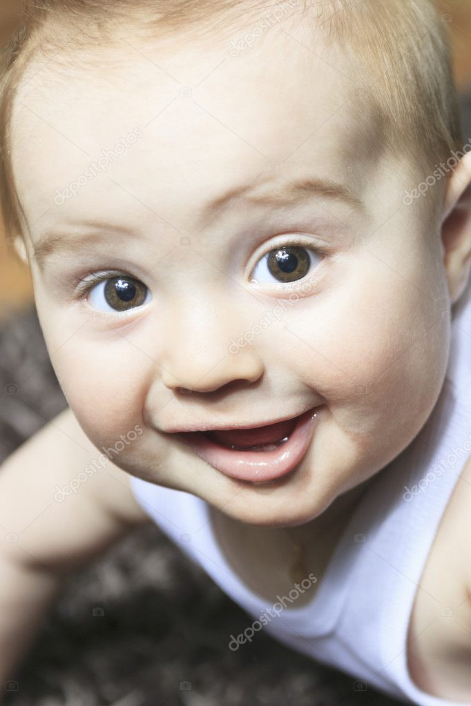 7 Months Baby Boy Smiling On Floor Stock Photo Image By C Lopolo