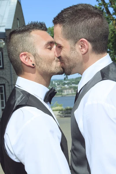 Loving gay male couple on their wedding day. — Stock Photo, Image