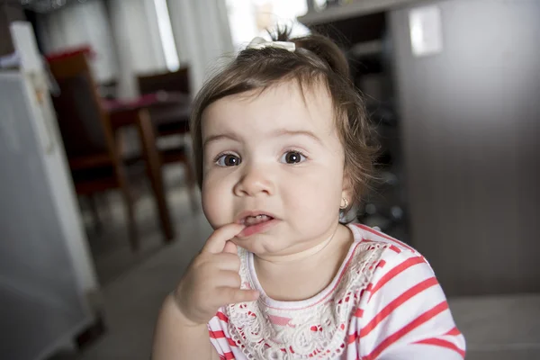 One year old baby toothache — Stock Photo, Image