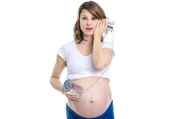 Mooi portret van jonge zwangere vrouw — Stockfoto
