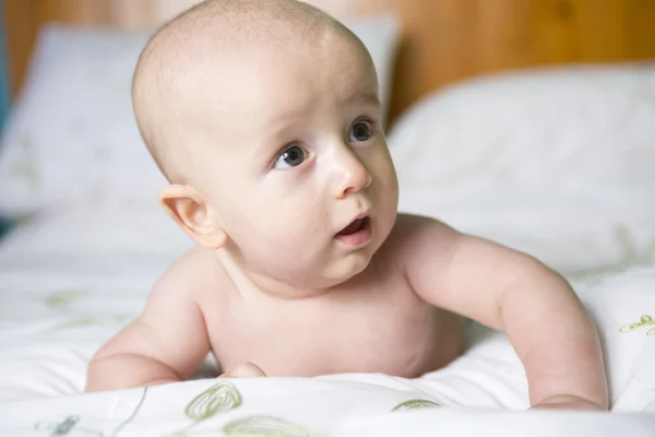 Bed baby portrait — Stock Photo, Image