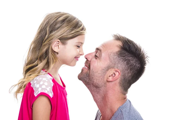 Dad little daughter, isolated on white — Stock Photo, Image