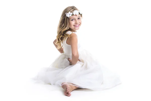 A kis fehér lány ruha — Stock Fotó