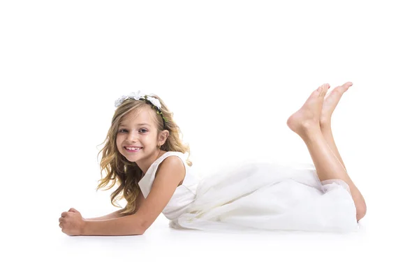 Menina vestido branco — Fotografia de Stock