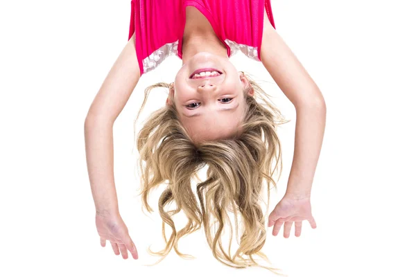 Little girl upside down — Stock Photo, Image
